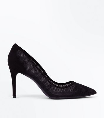black mesh court shoes