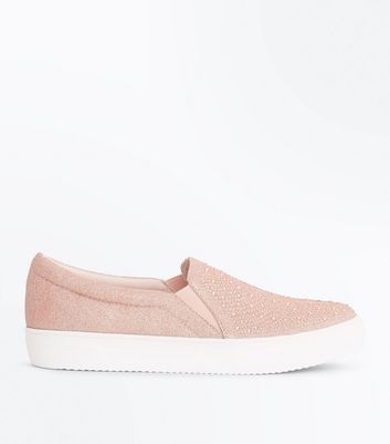 rose gold slip on trainers