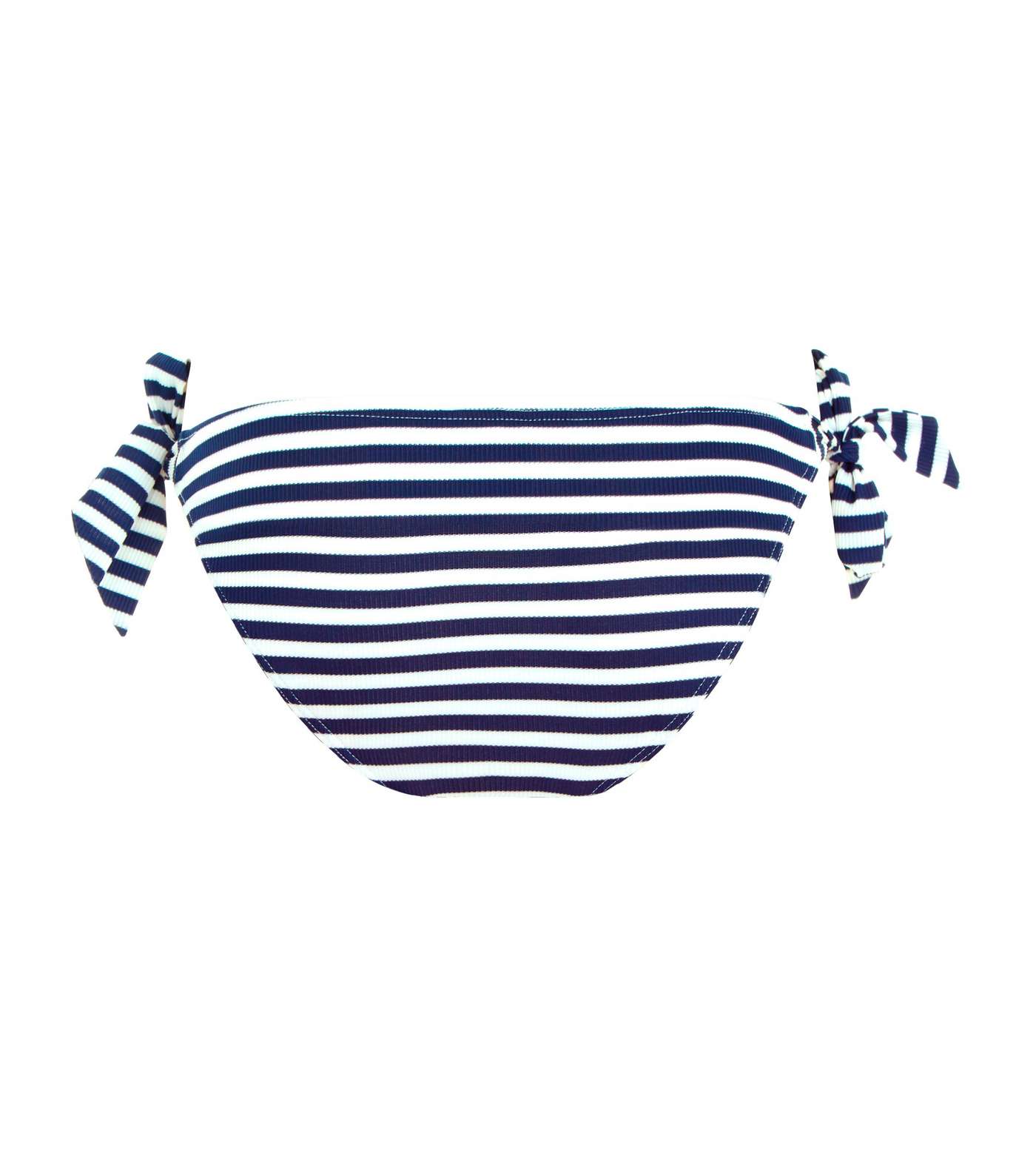 Blue Stripe Tie Side Bikini Bottoms Image 5