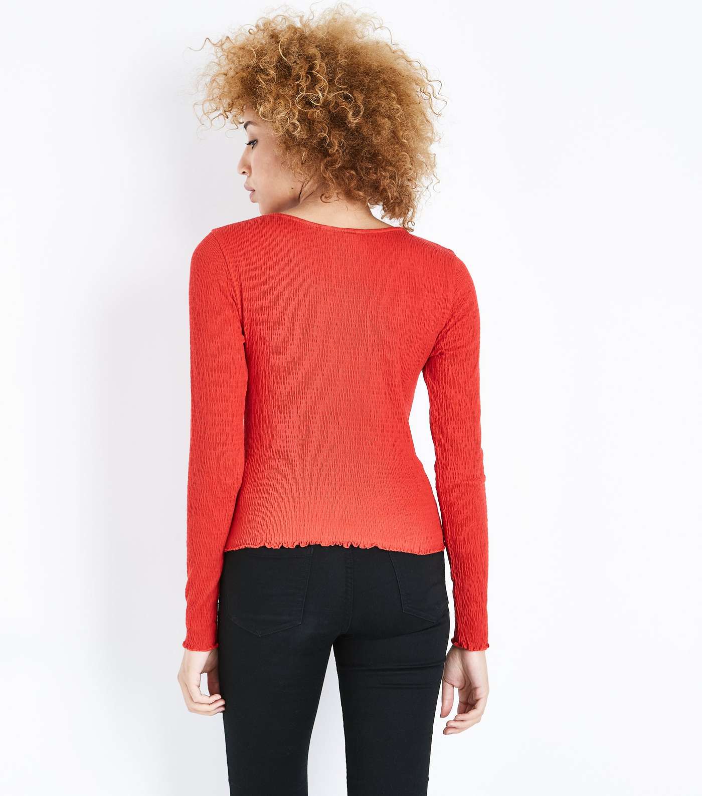 Red Crinkle Long Sleeve T-Shirt Image 3