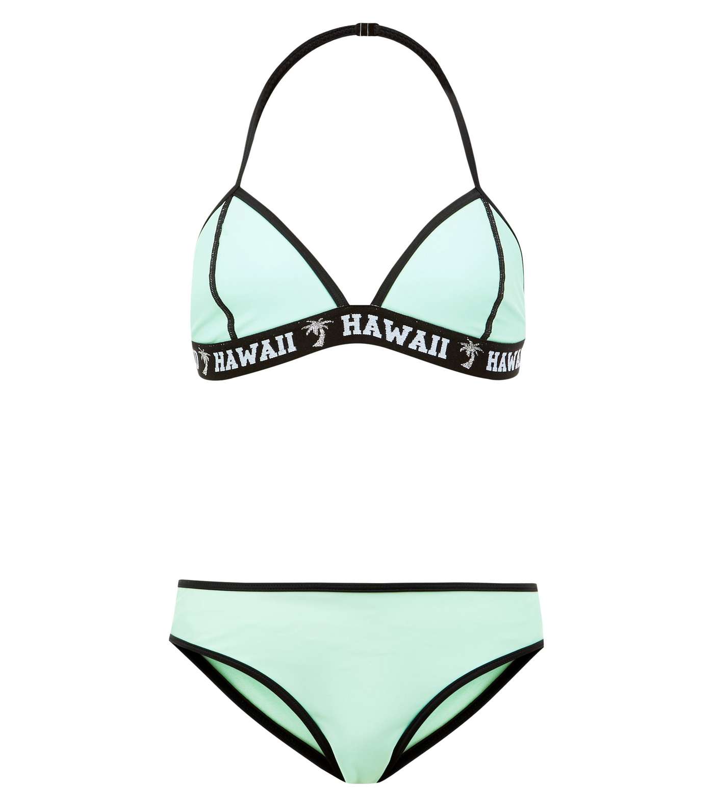 Teens Mint Green Hawaii Elastic Bikini 