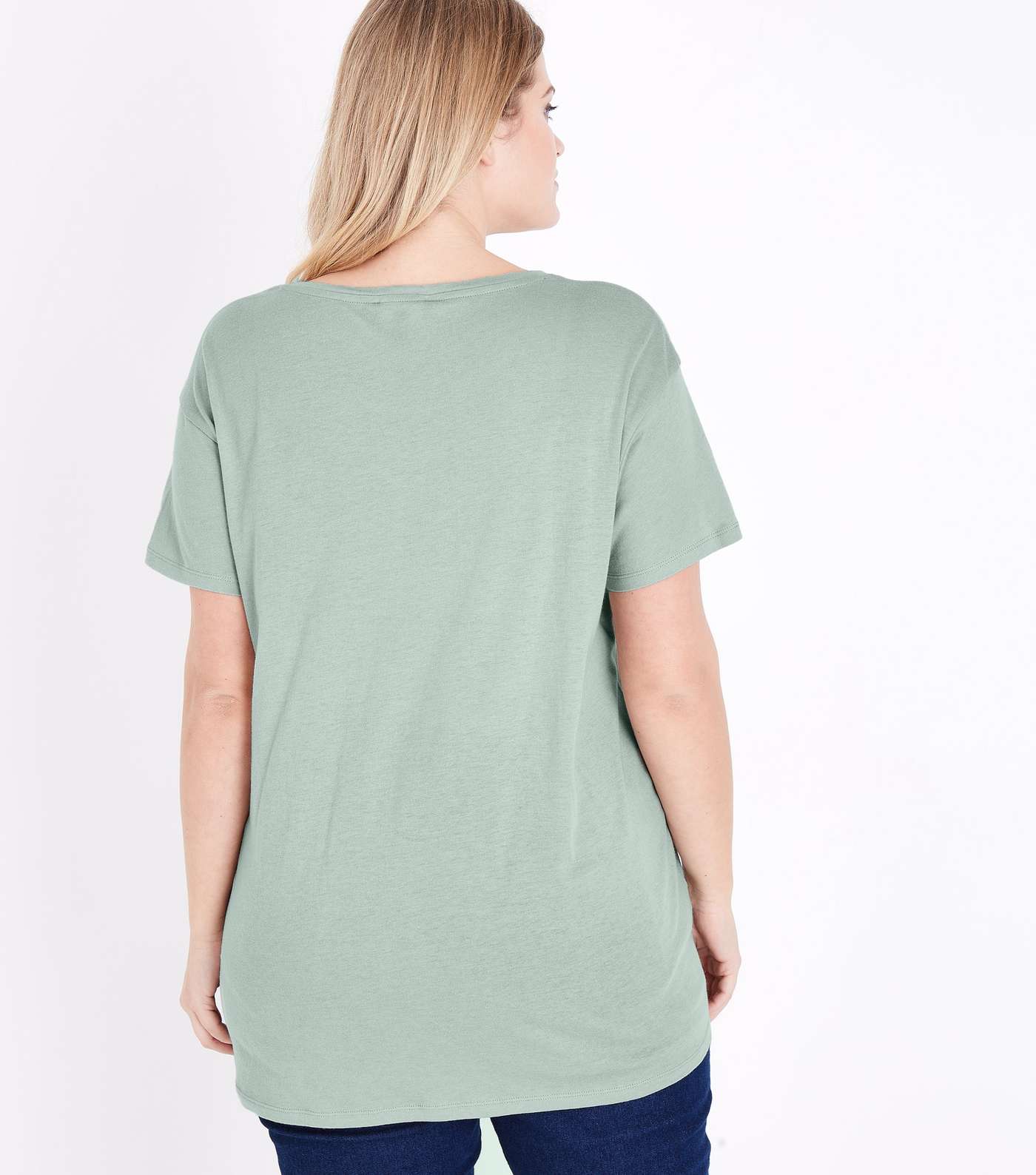 Curves Green Short Sleeve Oversized T-Shirt Image 3