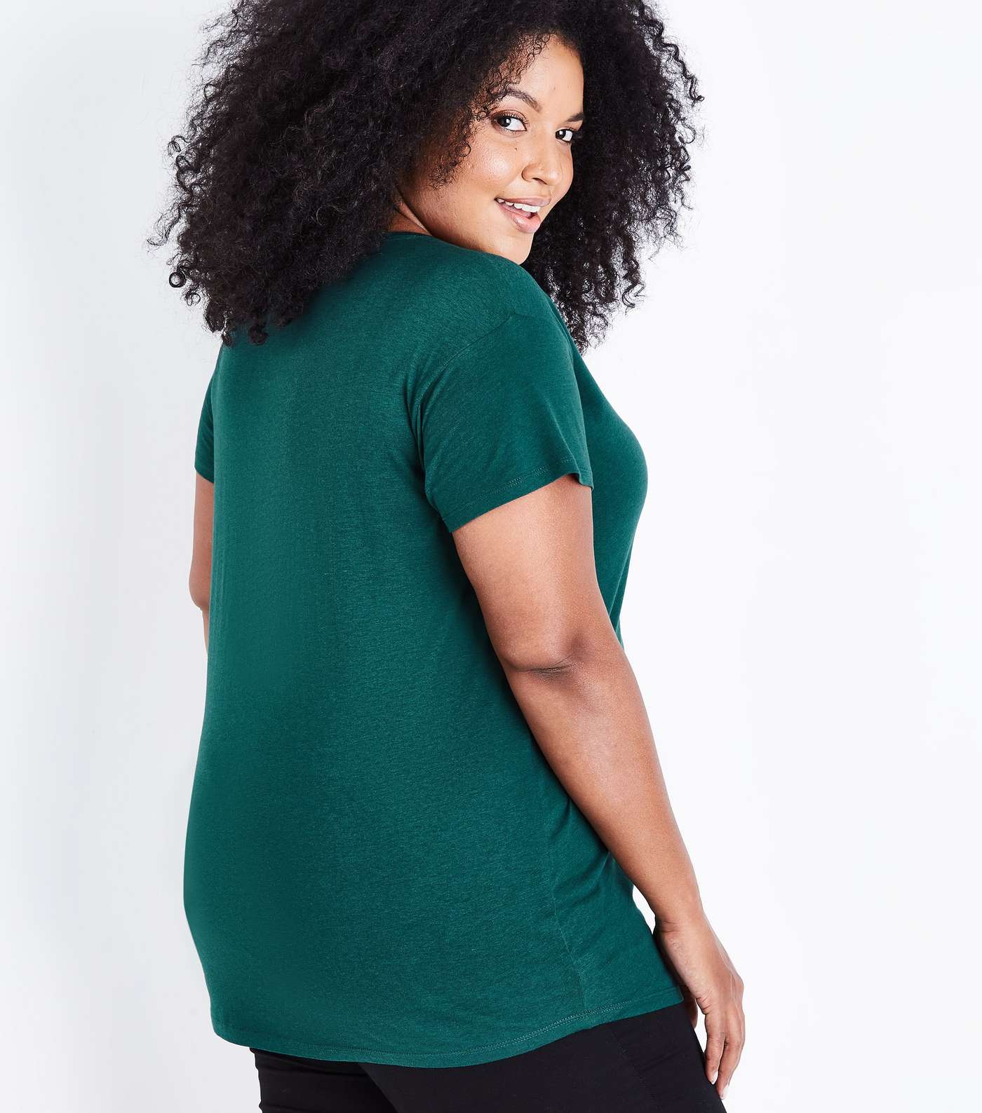 Curves Dark Green Short Sleeve Oversized T-Shirt Image 3