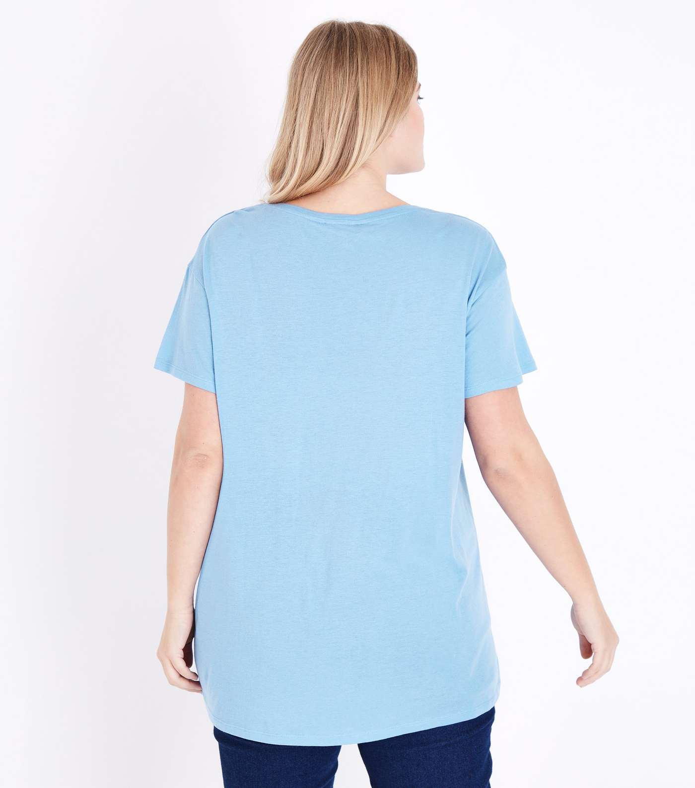 Curves Blue Short Sleeve Oversized T-Shirt Image 3