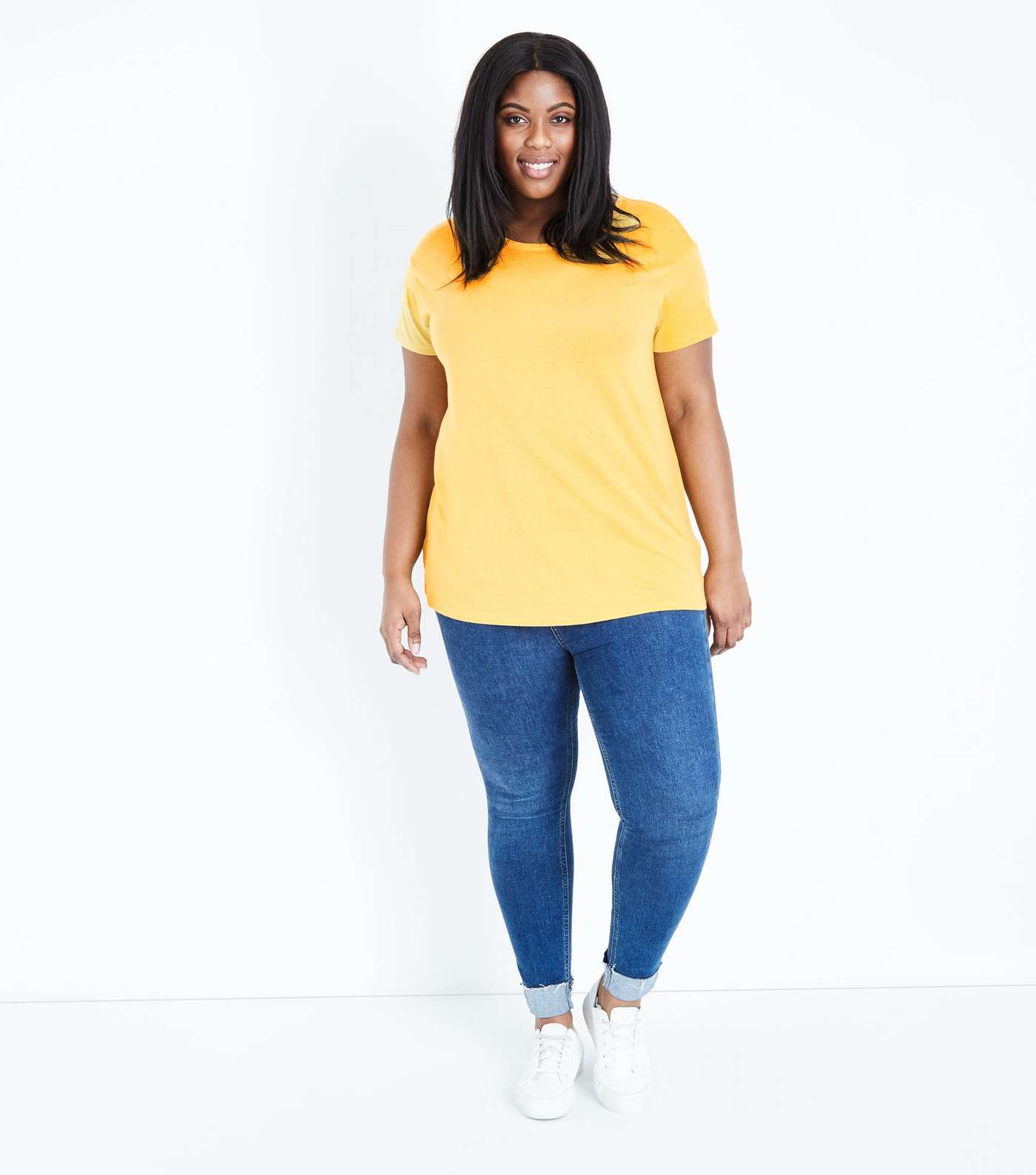 Curves Yellow Short Sleeve Oversized T-Shirt Image 2