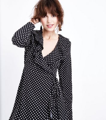 new look polka dot wrap dress