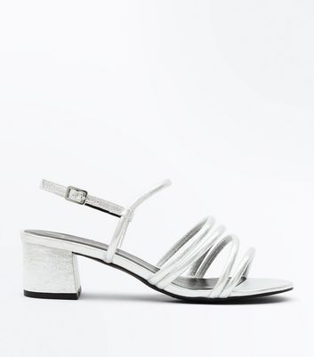 silver block heel sandals wide fit