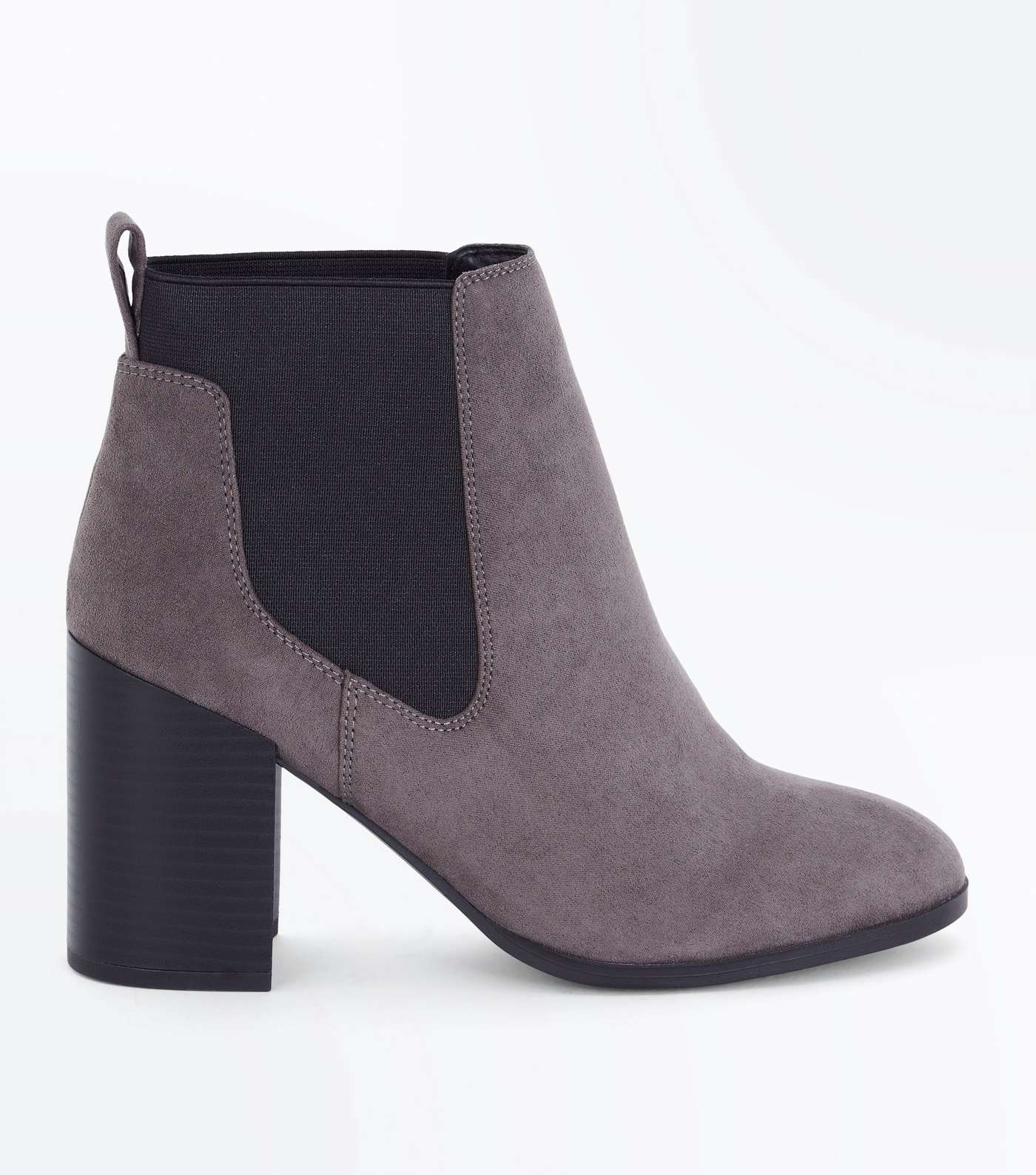 Grey Suedette Tab Back Chelsea Boots