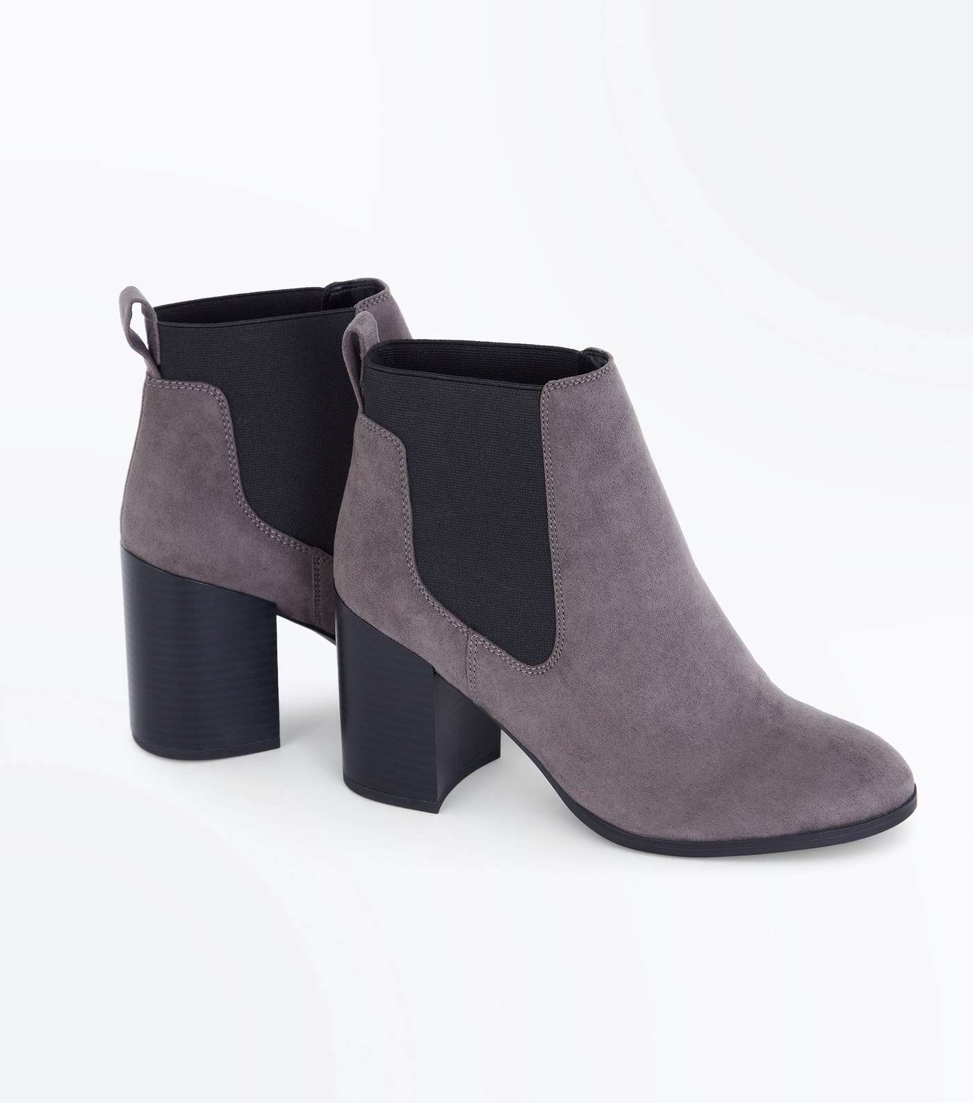 Grey Suedette Tab Back Chelsea Boots Image 3