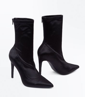 Black satin 2024 sock boots