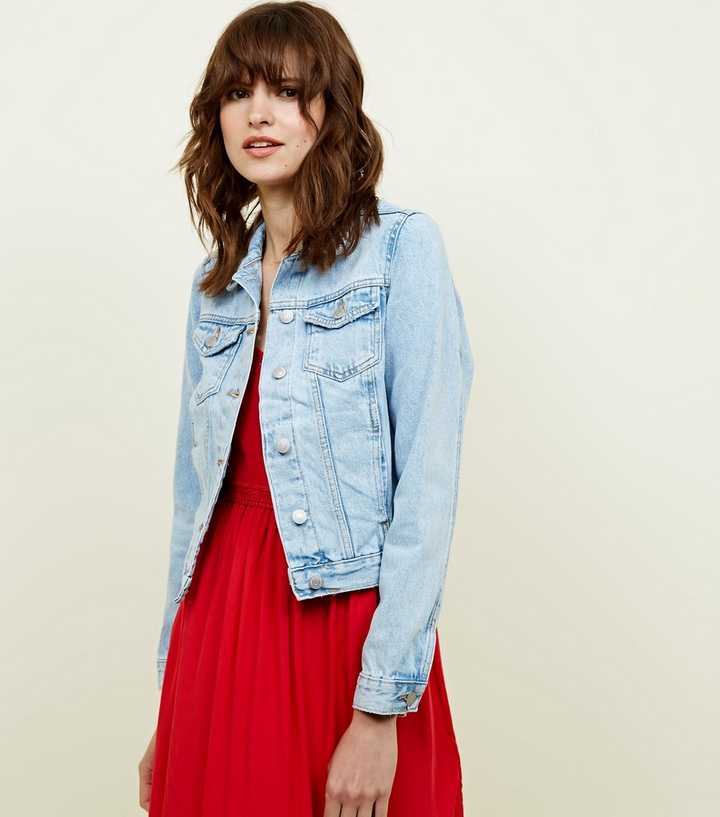 Blue Light Wash Fitted Denim Jacket