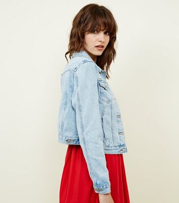 Blue Light Wash Fitted Denim Jacket 