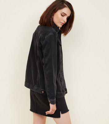 Veste en jean noire oversize New Look