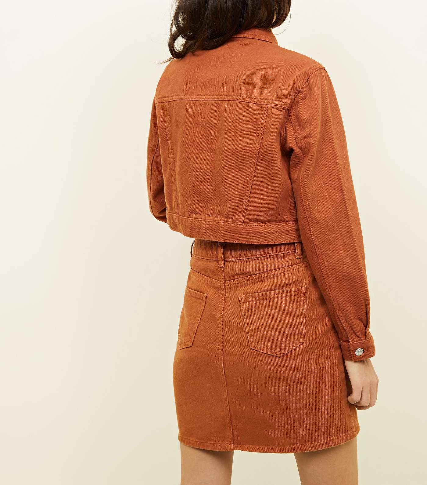 Rust Denim Mini Skirt Image 3