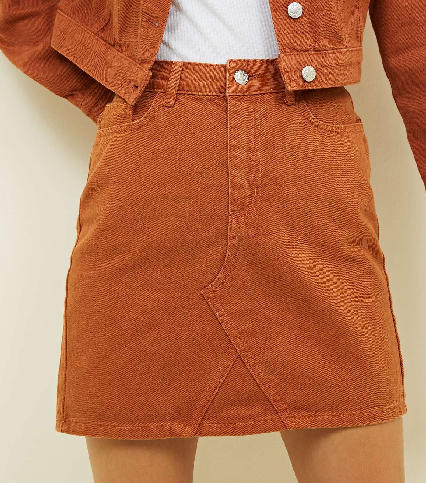 Rust Denim Mini Skirt Image 5