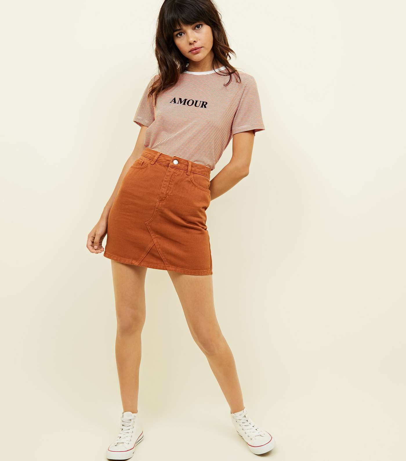 Rust Denim Mini Skirt Image 7