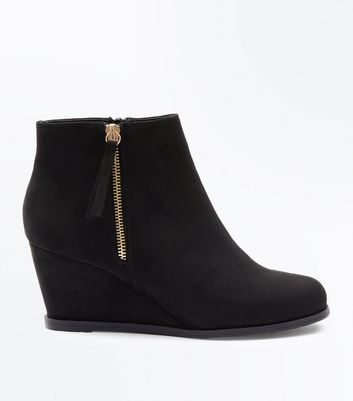 Girls Black Suedette Wedge Boots | New Look