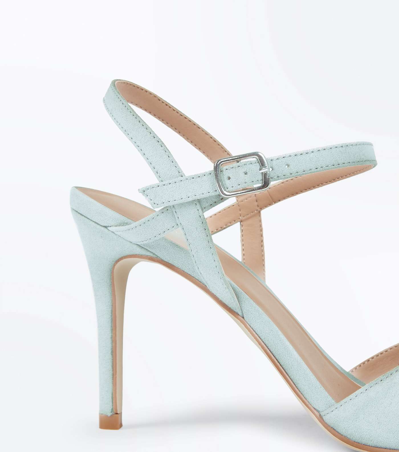 Mint Green Suedette Ankle Strap Pointed Court Shoes Image 3