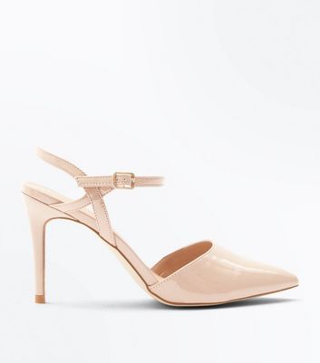 Nude Patent Ankle Strap Court Shoes 