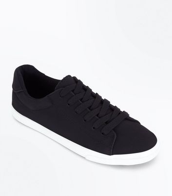 Black Suedette Lace Up Trainers | New Look