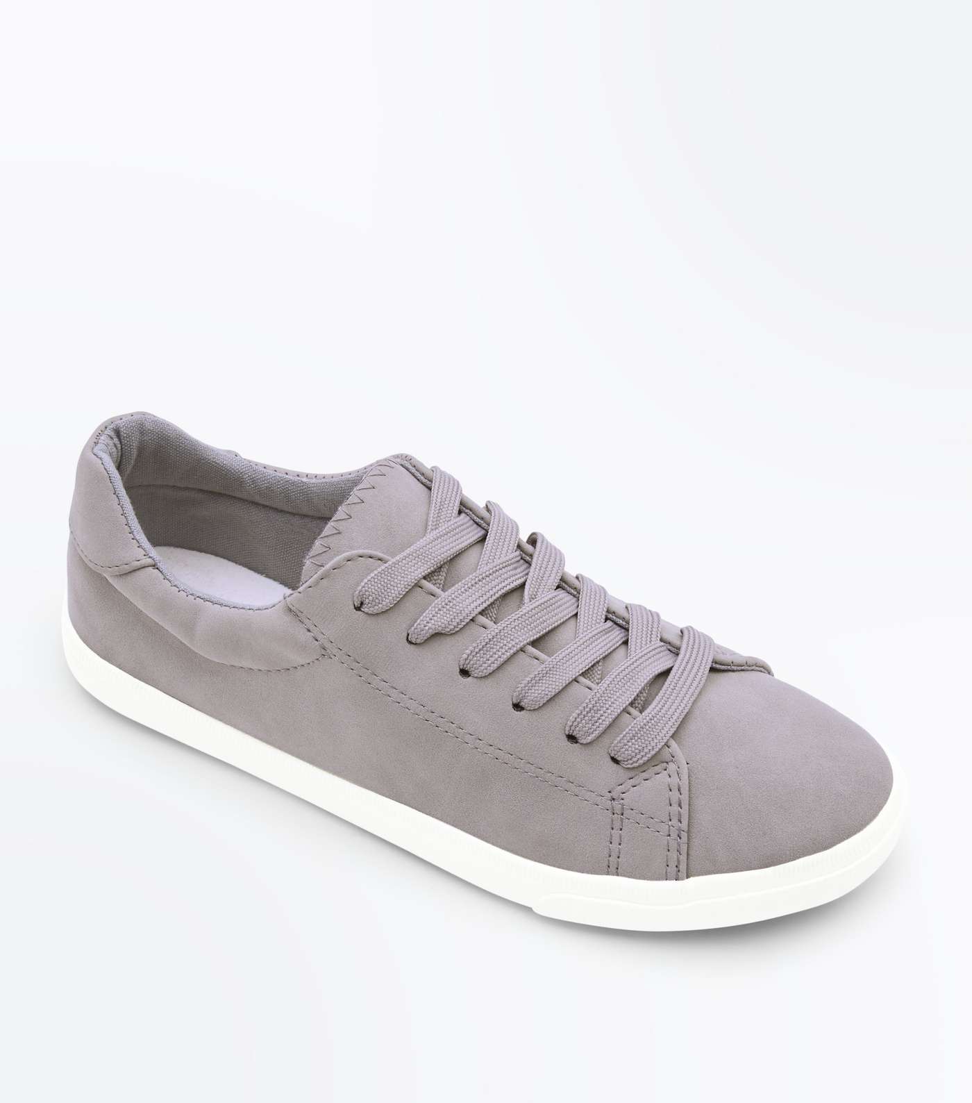 Grey Suedette Lace Up Trainers