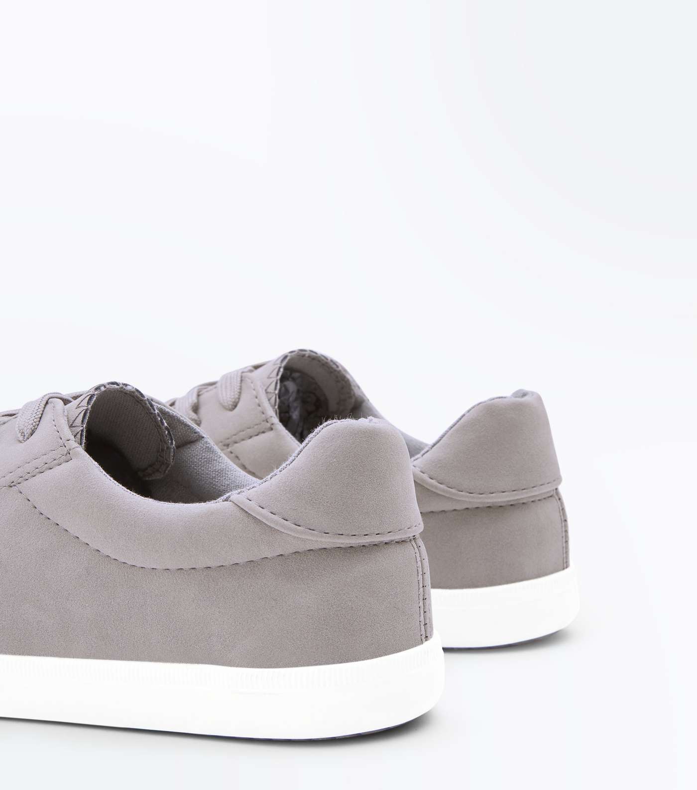 Grey Suedette Lace Up Trainers Image 3
