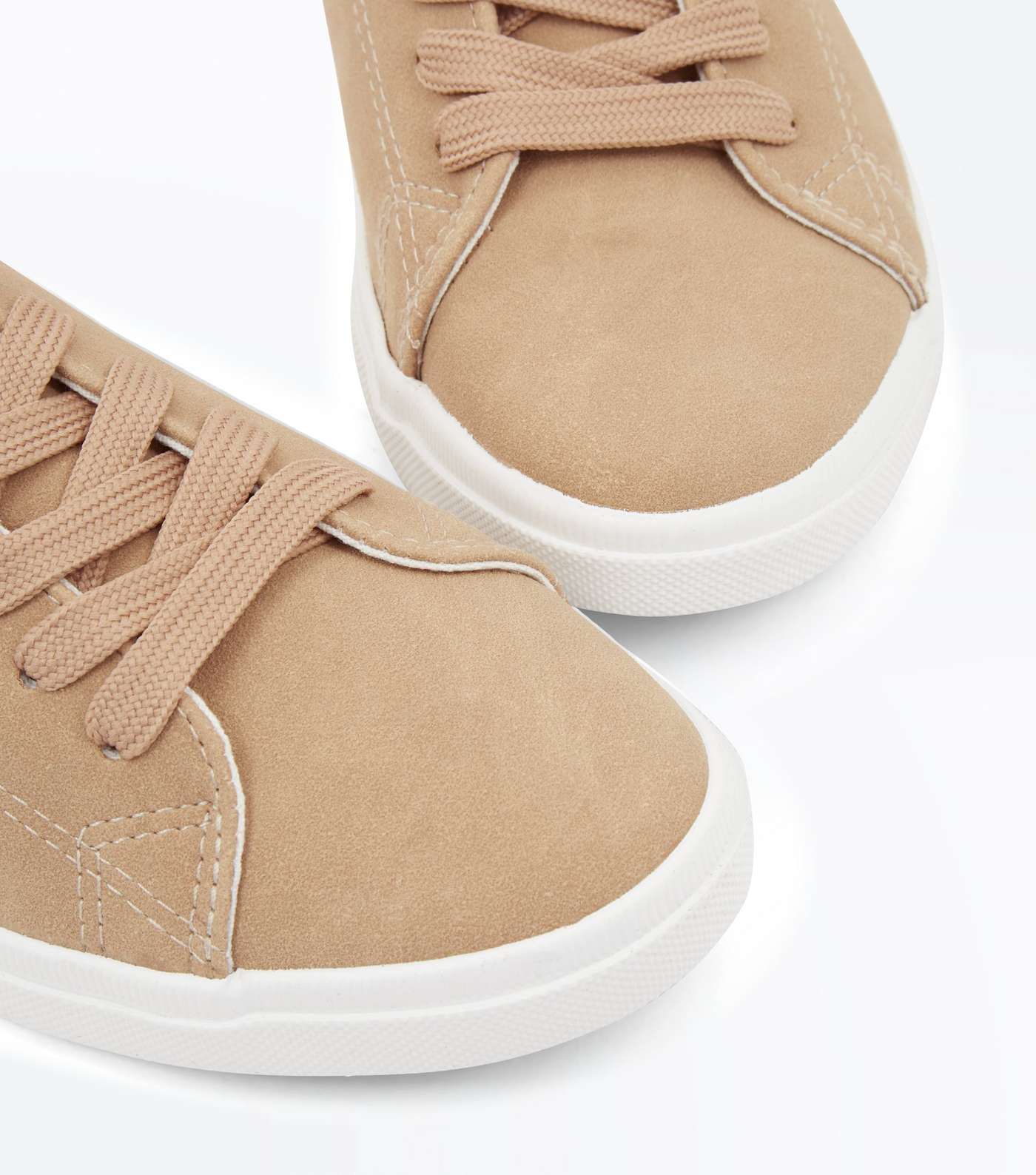 Camel Suedette Lace Up Trainers Image 3