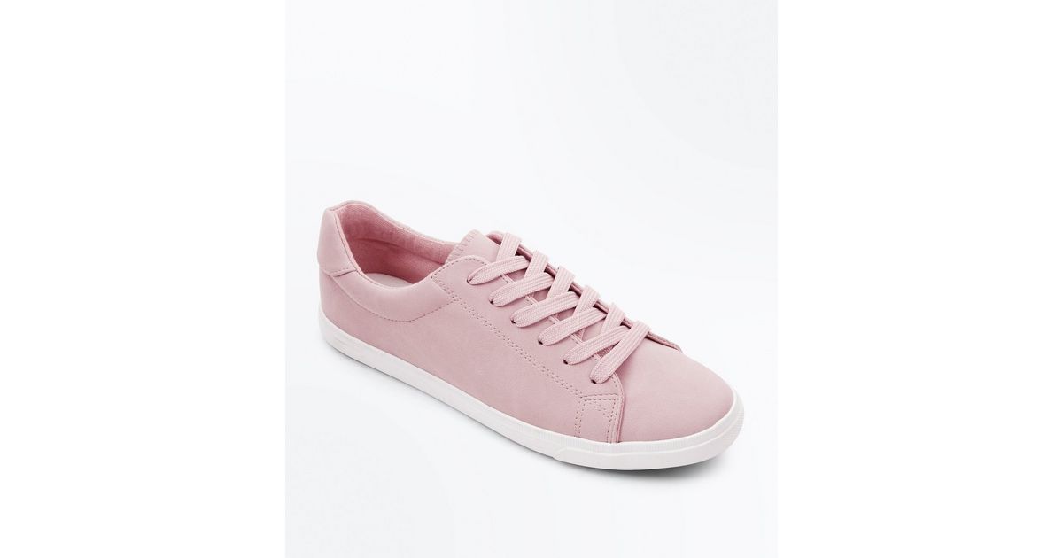 Pink Suedette Lace Up Trainers | New Look