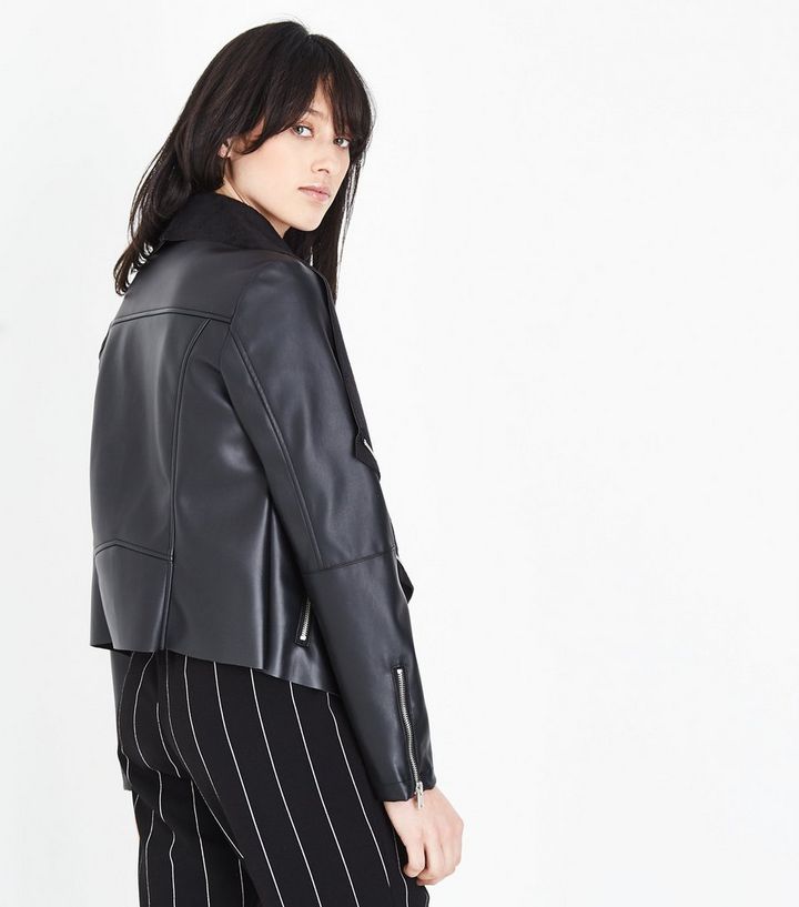 Black Leather Look Waterfall Jacket Add To Saved Items Remove From