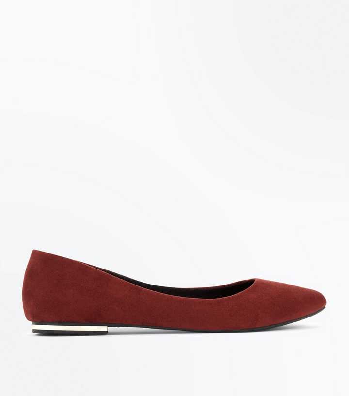 Rust Suedette Metal Heel Pointed Pumps