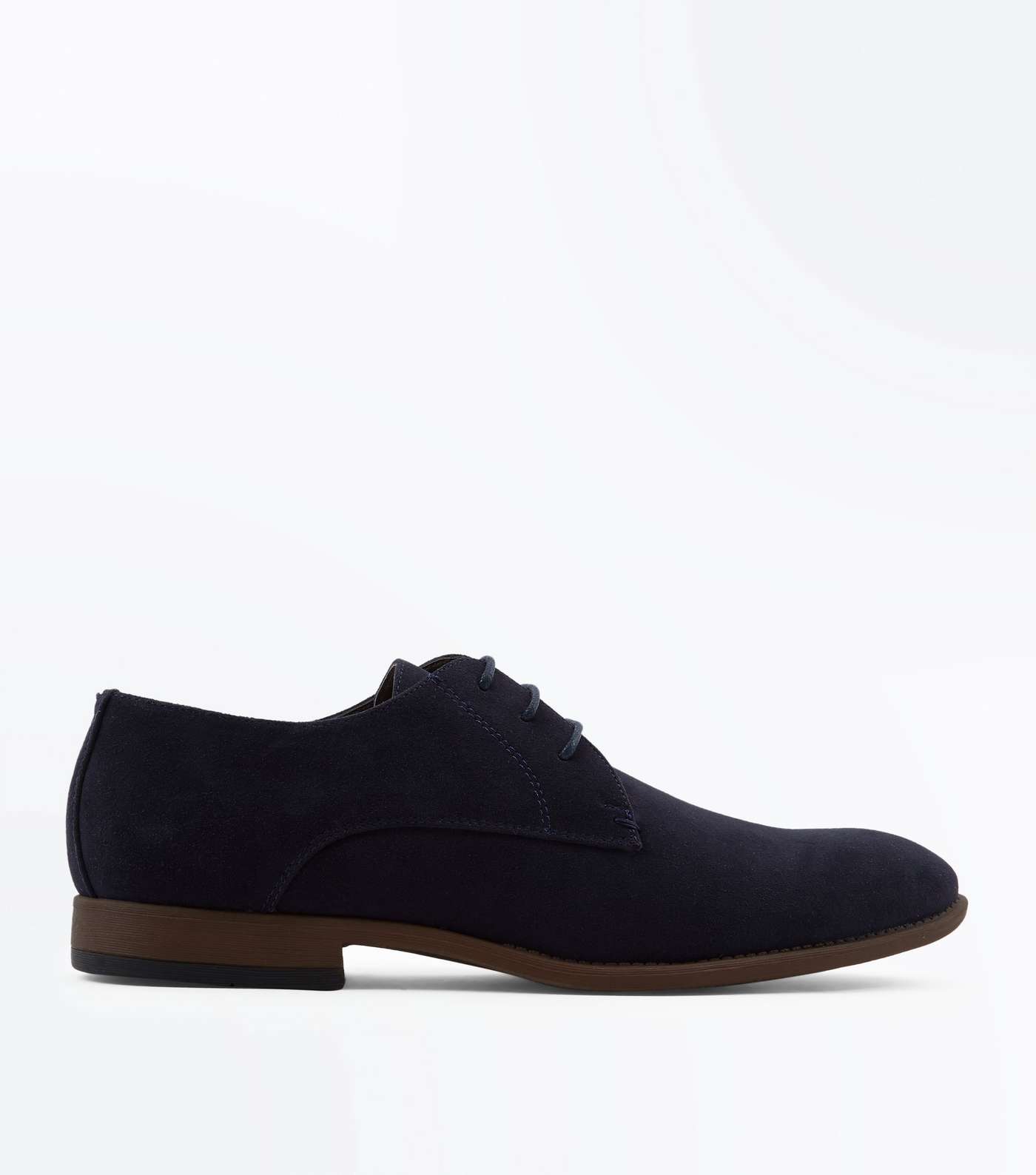 Navy Faux Suede Stitch Side Derby Shoes