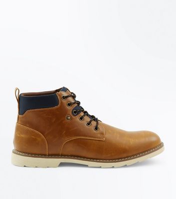 Tan Lace Up Worker Boots | New Look