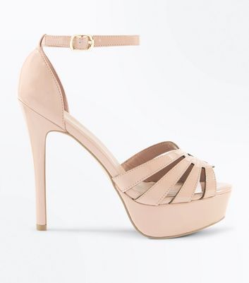 nude patent strappy heels