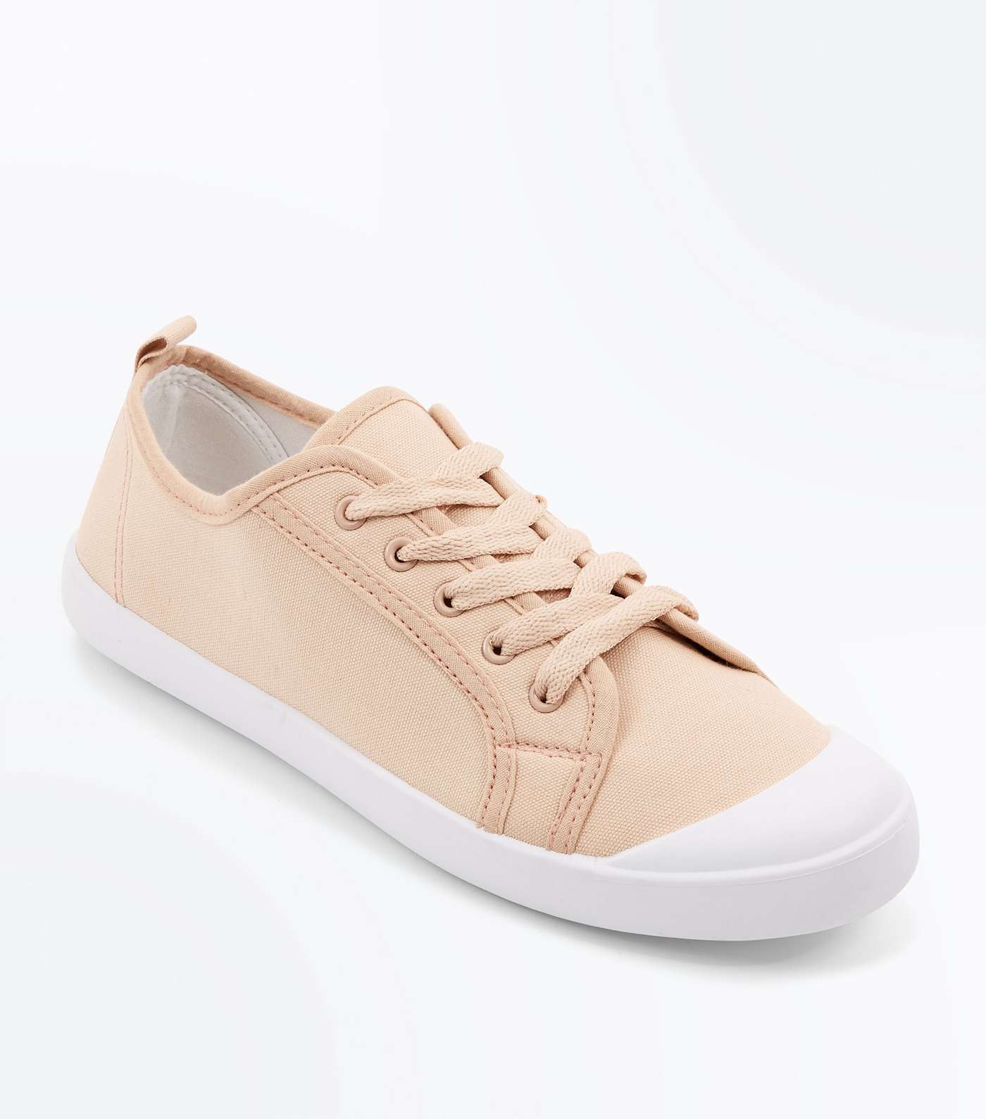 Pink Canvas Lace Up Trainers
