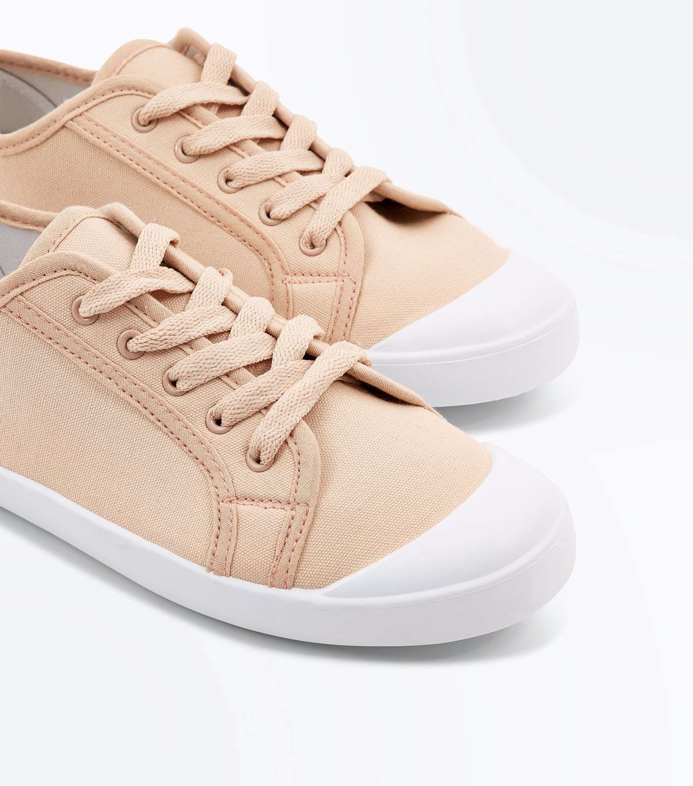 Pink Canvas Lace Up Trainers Image 3