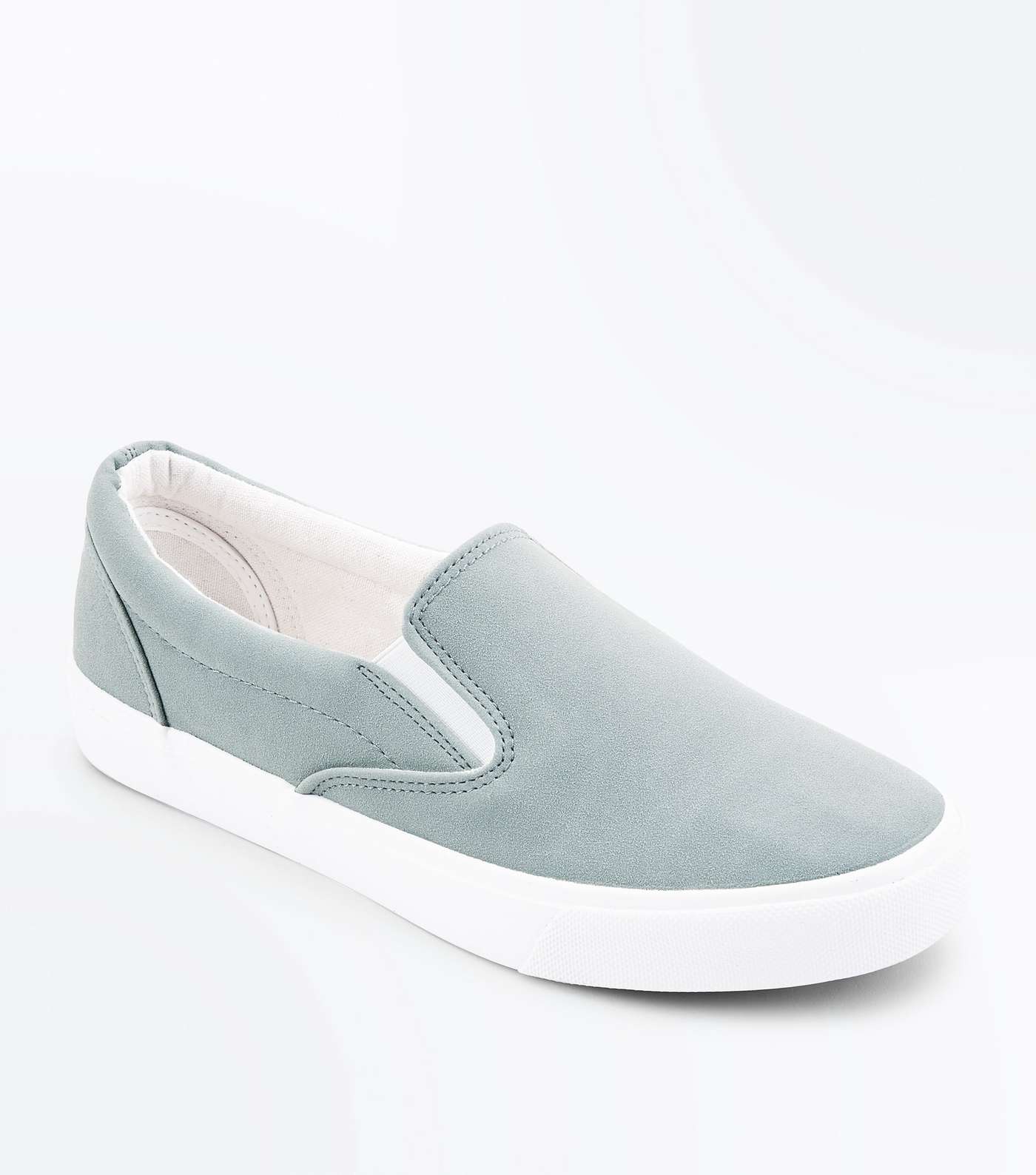 Mint Green Suedette Slip On Trainers