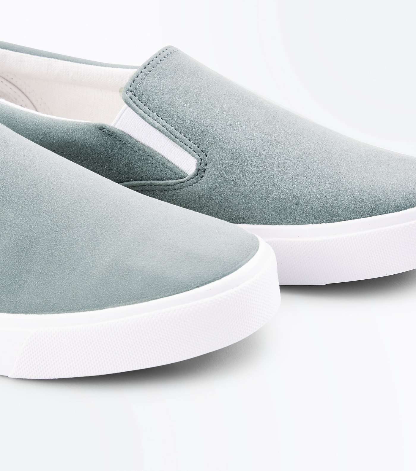 Mint Green Suedette Slip On Trainers Image 3