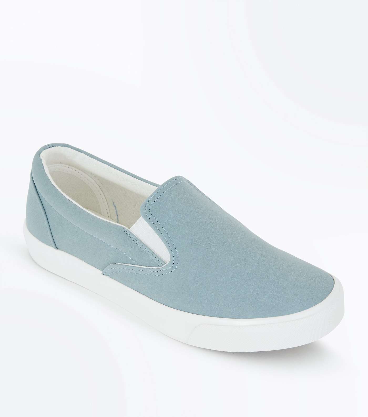 Pale Blue Suedette Slip On Trainers