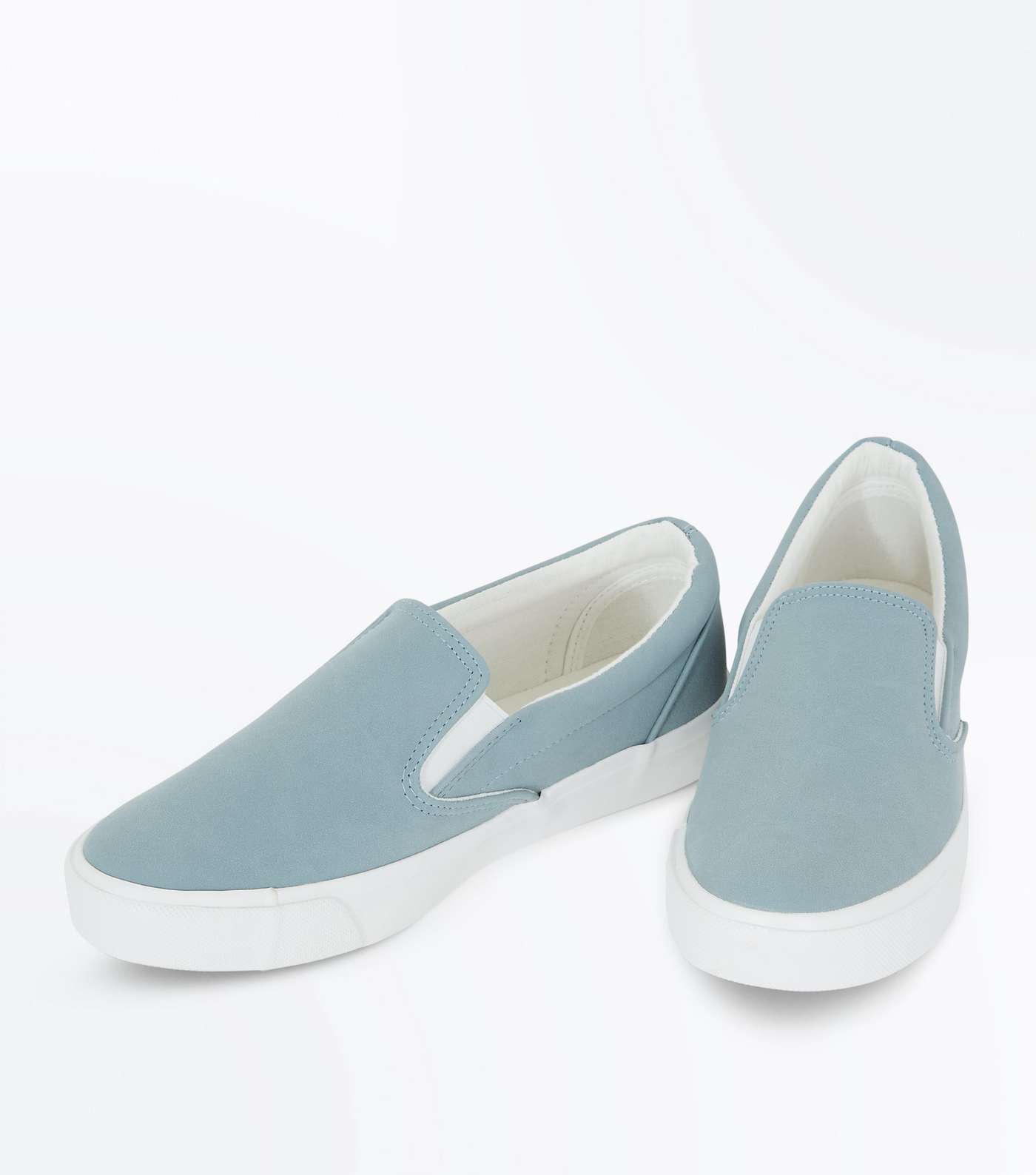 Pale Blue Suedette Slip On Trainers Image 3