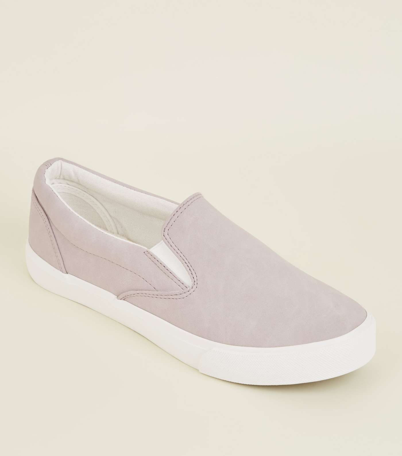 Lilac Suedette Slip On Trainers