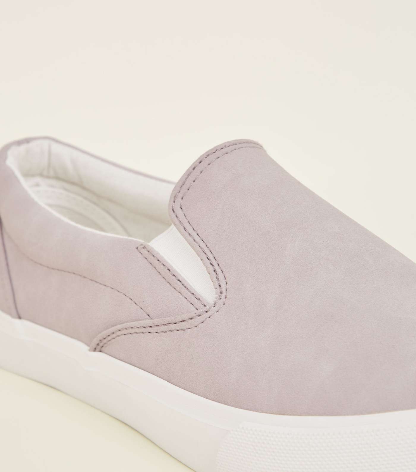 Lilac Suedette Slip On Trainers Image 3