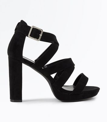 new look wide fit suedette heeled sandal