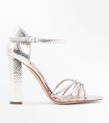 wide fit silver strappy heels