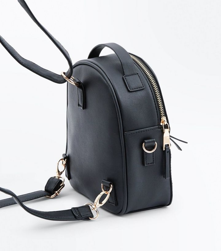 Schwarzer Micro Rucksack Mit Multifunktionalen Riemen New Look