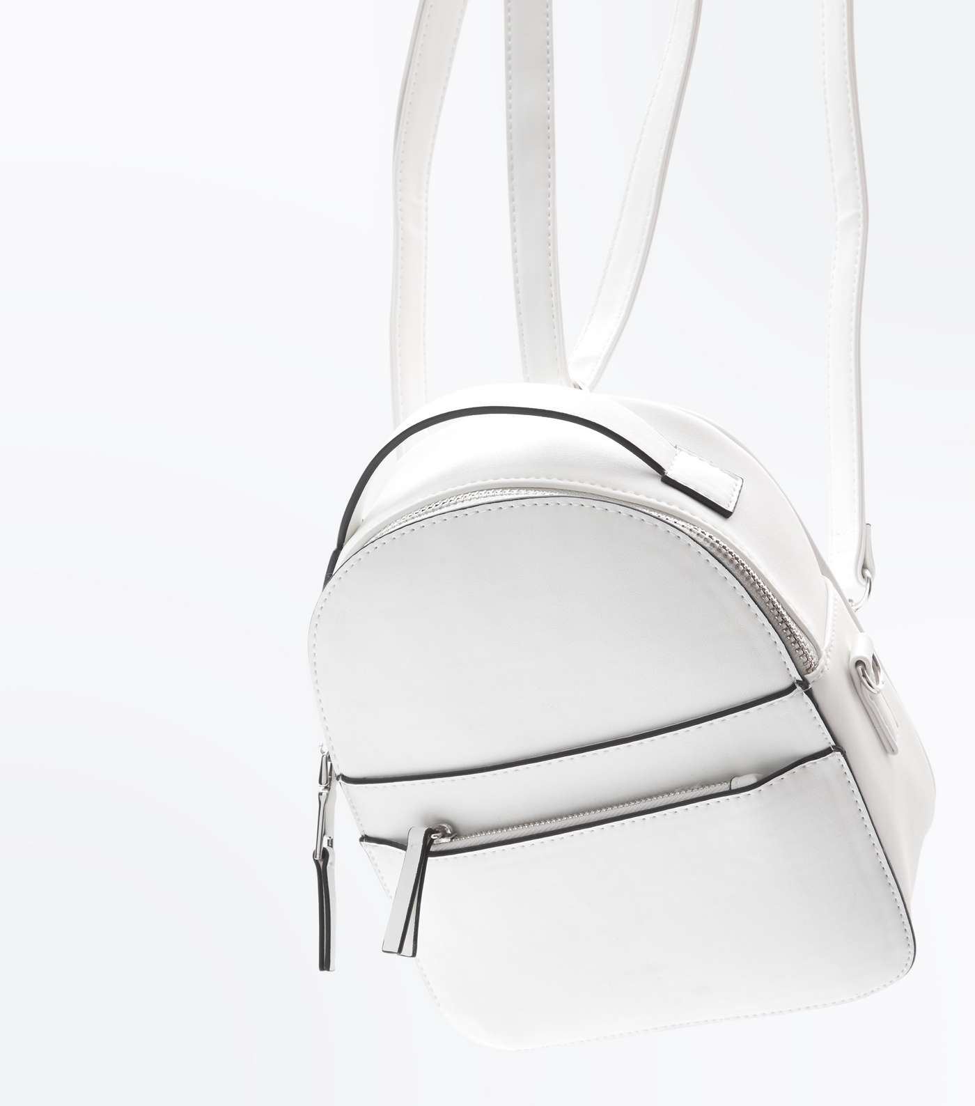 White Convertible Strap Micro Backpack Image 4