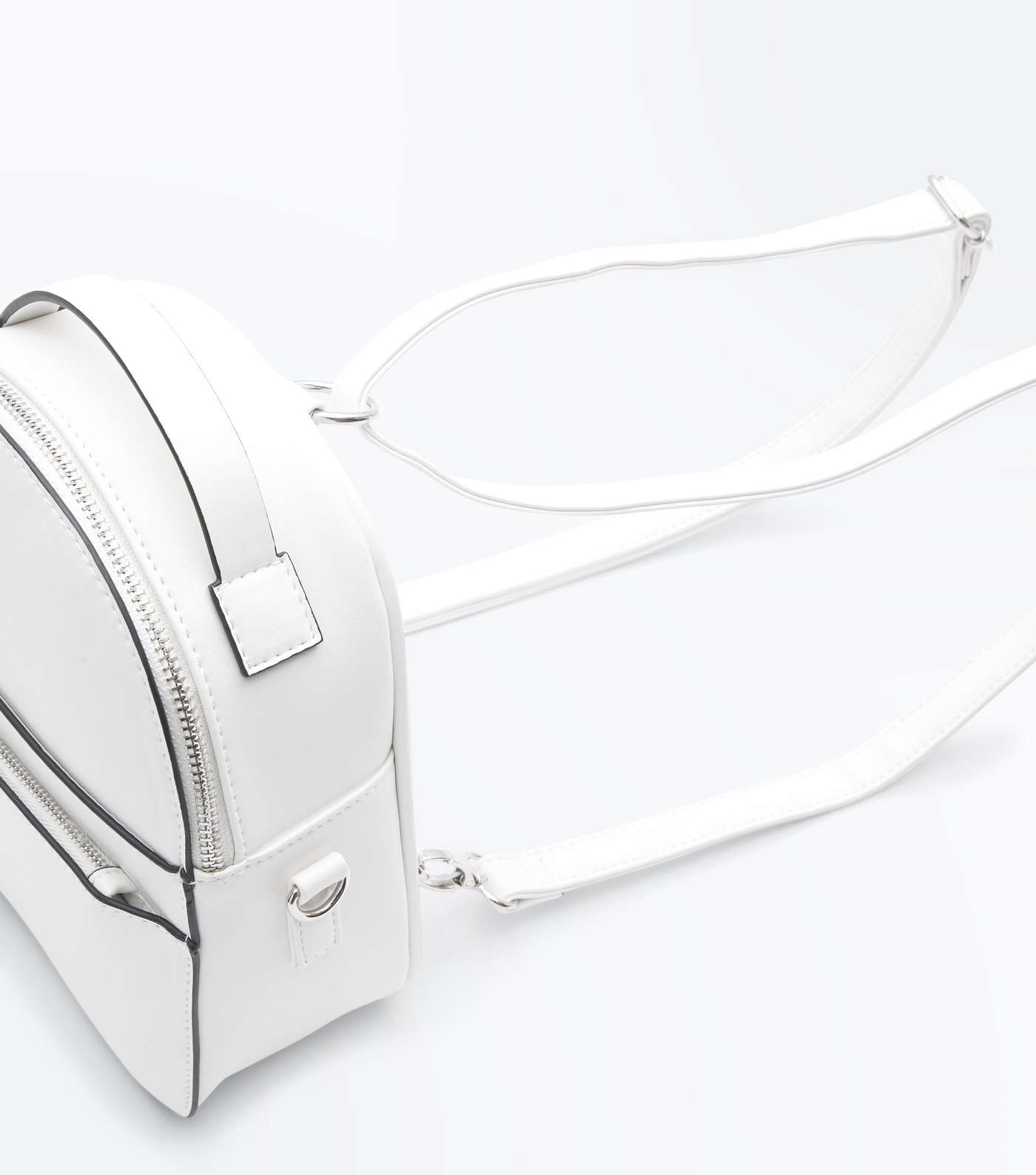 White Convertible Strap Micro Backpack Image 6