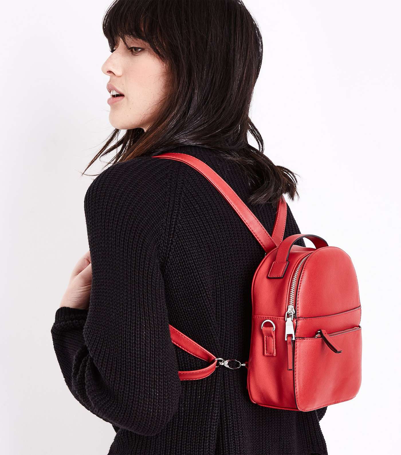 Red Convertible Strap Micro Backpack Image 2