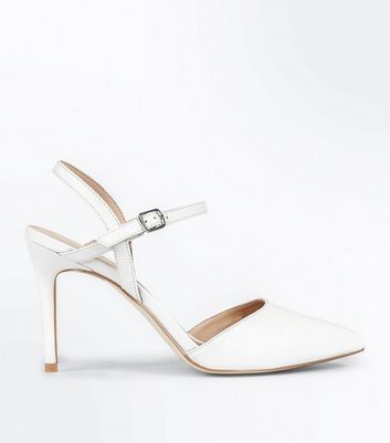 white pointed court heels