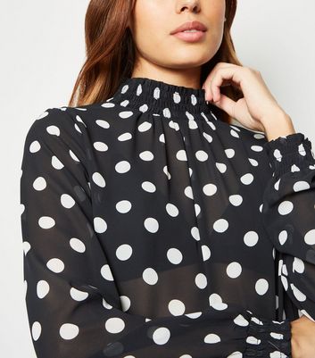Black Spot High Neck Blouse | New Look