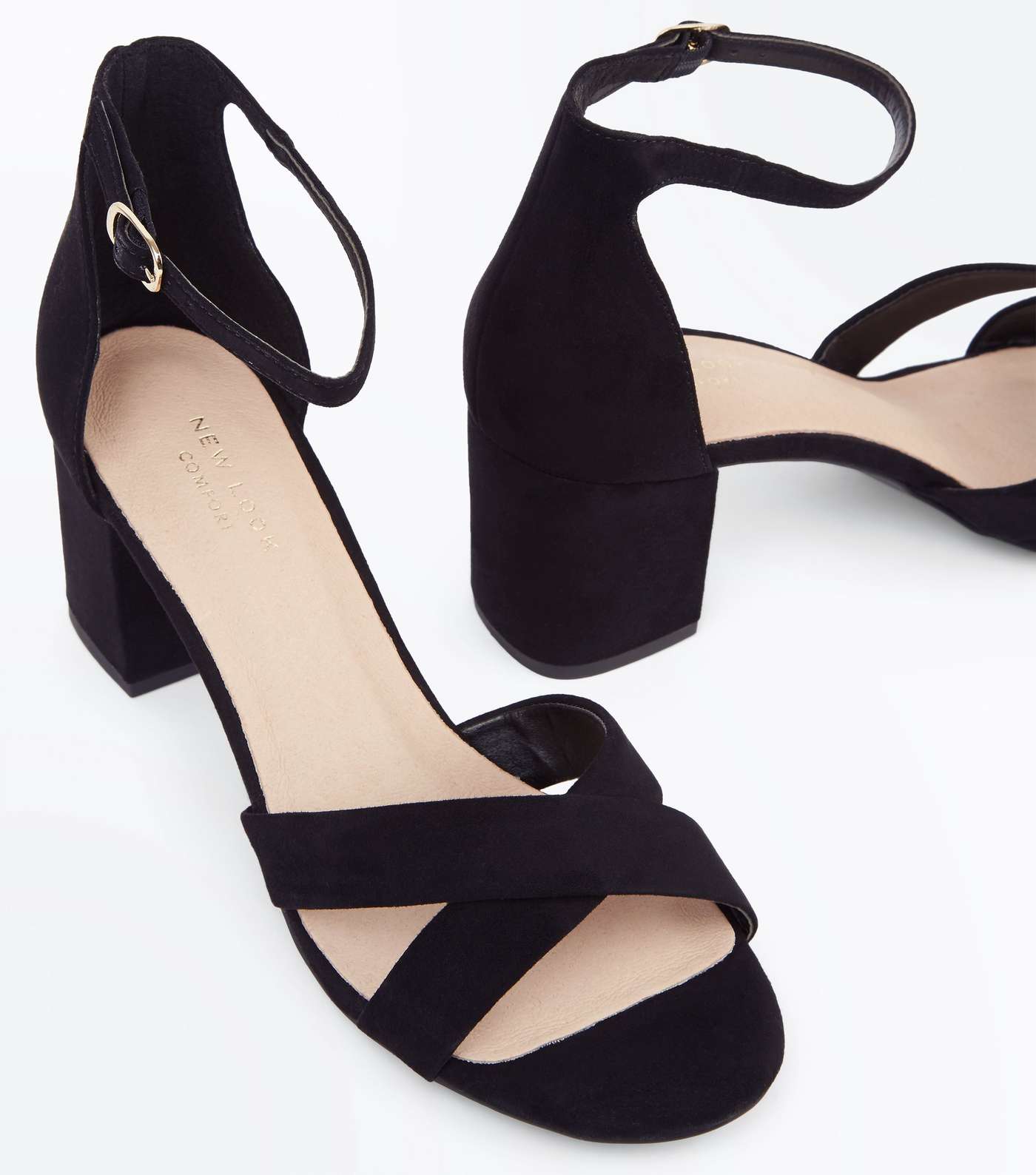 Black Comfort Flex Suedette Cross Strap Sandals Image 4